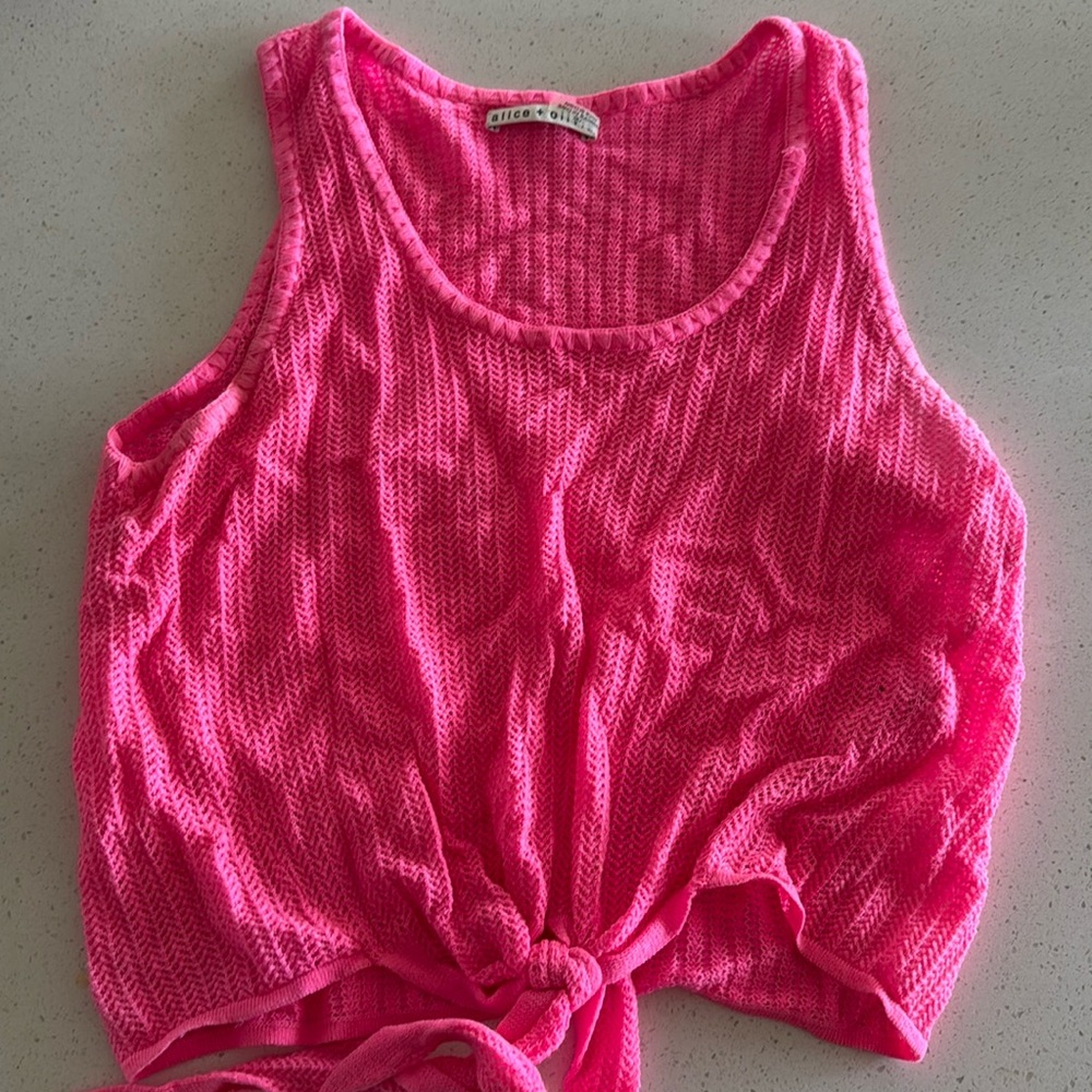 Veronica beard hot pink tie front tank